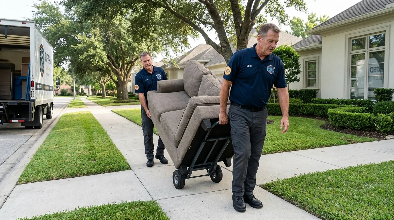 Local residential moving crew loading furniture in San Angelo, TX