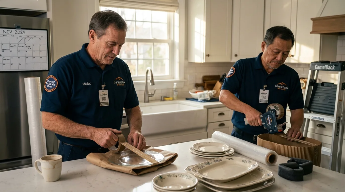 Professional crew packing kitchen dishware in San Angelo, TX